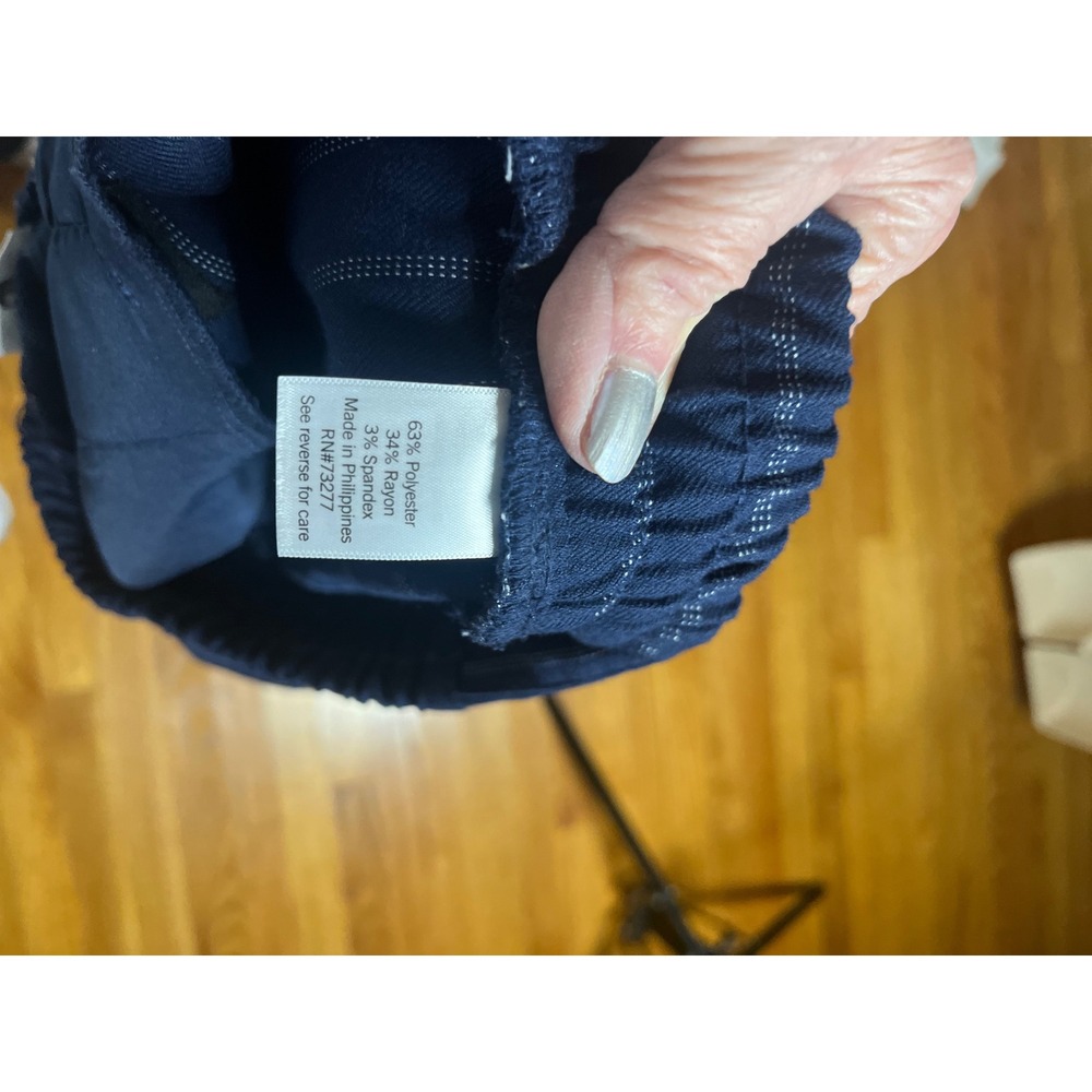 Nine West Women Navy Pinstripe Jogger Pants Elastic Waist Drawstring S Long - Picture 6 of 6
